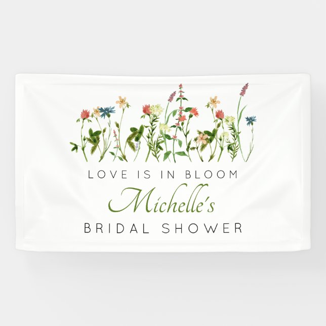 Love is in Bloom Wildflower Bridal Shower Banner (Horizontal)