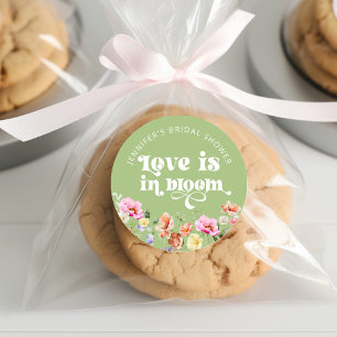 Love is in bloom wildflower bridal shower classic round sticker