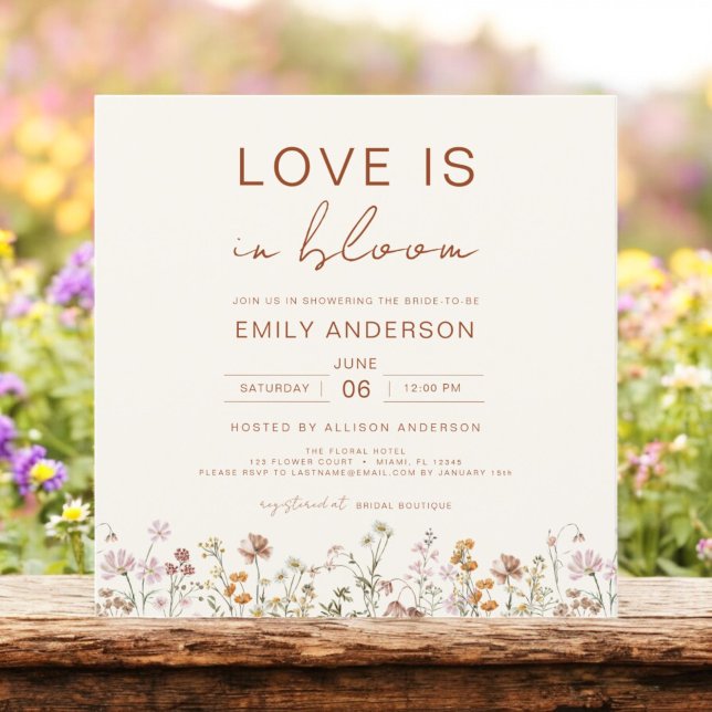Love is in Bloom Wildflower Bridal Shower Invitation (Creator Uploaded)