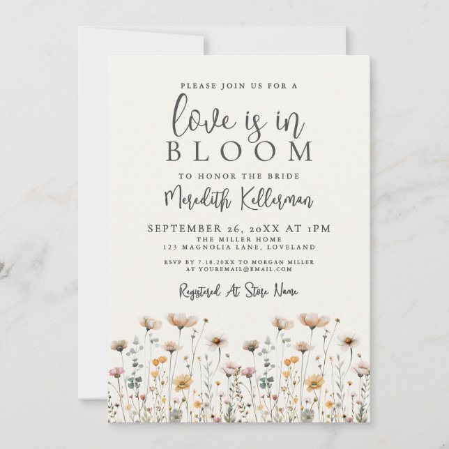 Love Is In Bloom Wildflower Bridal Shower Invitation (Front)