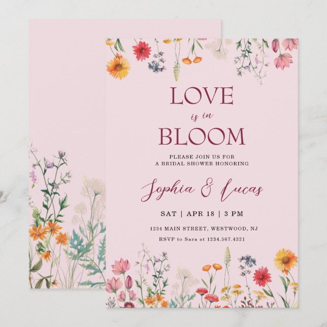 Love is in Bloom Wildflower Bridal Shower Invitation (Front/Back)