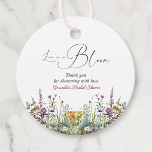 Love is in Bloom Wildflower Floral Bridal Shower Favour Tags
