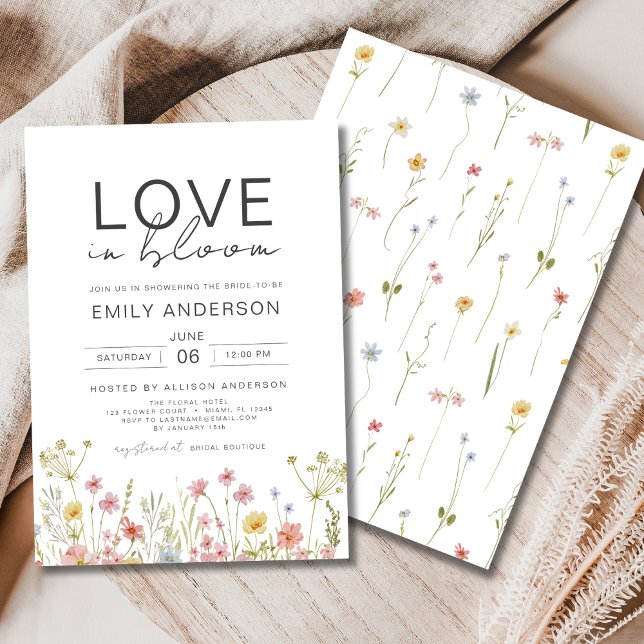Love is in Bloom Wildflower Floral Bridal Shower Invitation (Creator Uploaded)