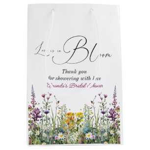 Love is in Bloom Wildflower Floral Bridal Shower Medium Gift Bag