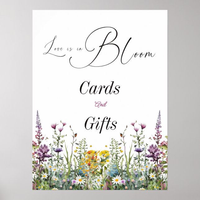 Love is in Bloom Wildflower Floral Bridal Shower Poster (Front)