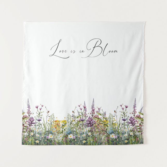 Love is in Bloom Wildflower Floral Bridal Shower Tapestry (Front)