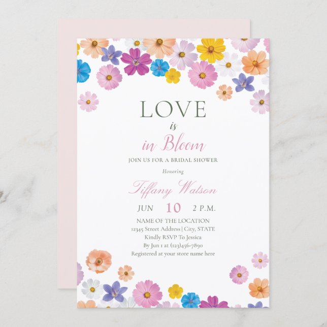 Love is in Bloom Wildflower Garden Bridal Shower Invitation (Front/Back)