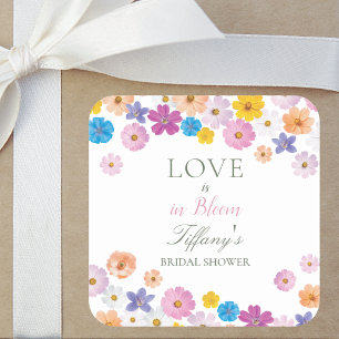 Love is in Bloom Wildflower Garden Bridal Shower Square Sticker