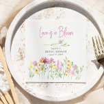 Love is in Bloom Wildflower Meadow Bridal Shower Napkin<br><div class="desc">Personalised Wildflower napkins with watercolor wild flowers and casually elegant calligraphy. This bohemian country botanical design is lettered with "love is in bloom" and has a pretty pastel floral border of wild flowers. An elegant modern floral perfect for girly, bohemian, cottagecore, natural garden and wildflower theme etc. Please browse my...</div>