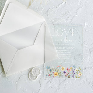 Love Is In Bloom Wildflower Spring Bridal Shower Acrylic Invitations