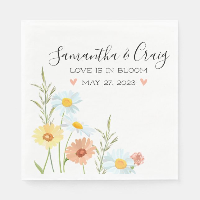 Love is in Bloom Wildflower Wedding Napkins (Front)
