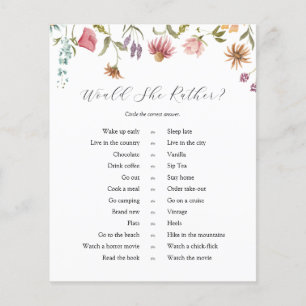 Love is in Bloom Wildflower Would She Rather Game