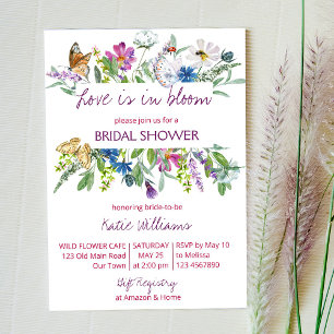Love is in bloom wildflowers bridal shower  invitation