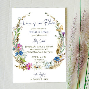 Love is in bloom wildflowers bridal shower invitation