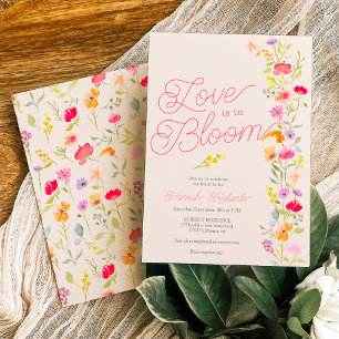 Love is in bloom wildflowers floral bridal shower invitation