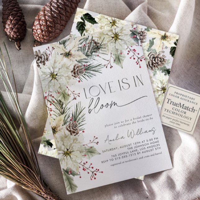 Love is in Bloom Winter Poinsettia Flowers Invitation (Creator Uploaded)