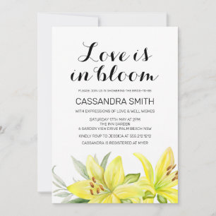 Love Is In Bloom Yellow Lily Floral Bridal Shower Invitation