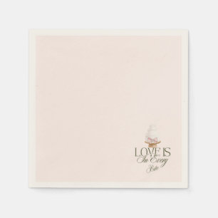 Love Is In Every Bite Wedding Pink Favour Seal Napkin