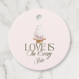 Love Is In Every Bite Wedding Pink Treat Favour Tags