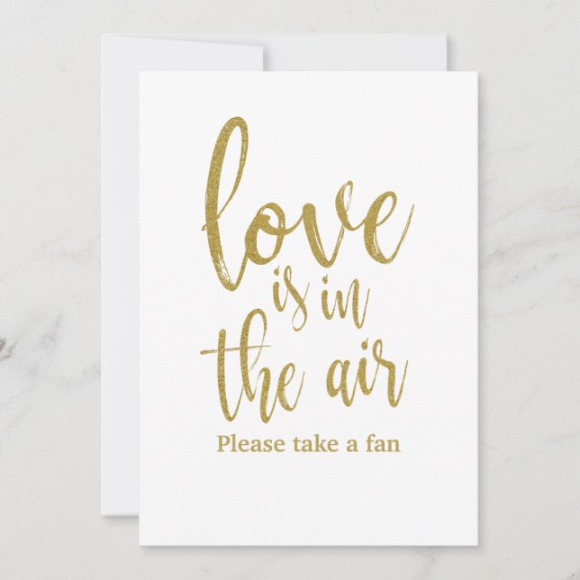 Love is in the air affordable wedding fan sign invitation (Front)