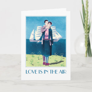 Love is in the Air. Art Deco Valentine's Day Card