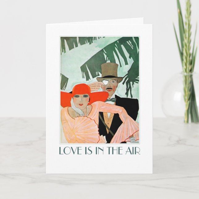 Love is in the Air. Art Deco Valentine's Day Holiday Card (Front)