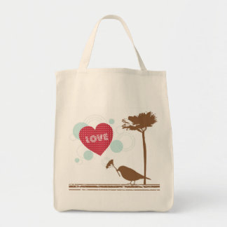 Love Is In The Air Bird Design Grocery Tote