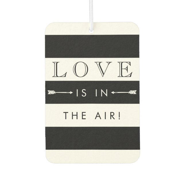 Love Is In the Air | Black & White Wedding Favor Car Air Freshener (Front)