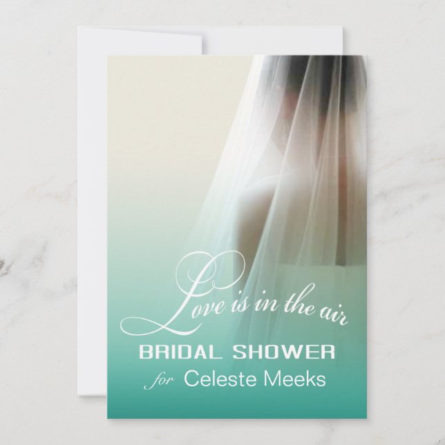 Love is in the Air Bridal Shower | mint ombre Invitation (Front)