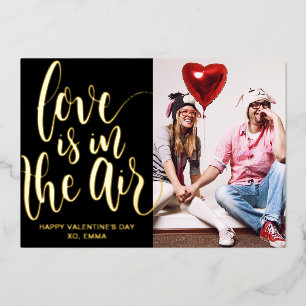 Love Is In The Air Custom Photo Valentine's Day  Foil Holiday Card