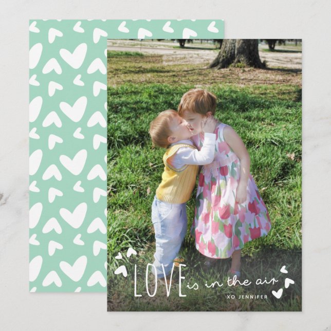 Love is in the Air Cute Valentines Day Photo Card (Front/Back)