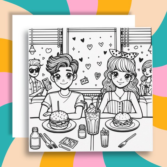 Love is in the Air Diner | Adult Colouring Page (Creator Uploaded)