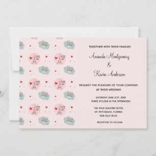 Love is in the air Eiffel tower and Hearts Wedding Invitation