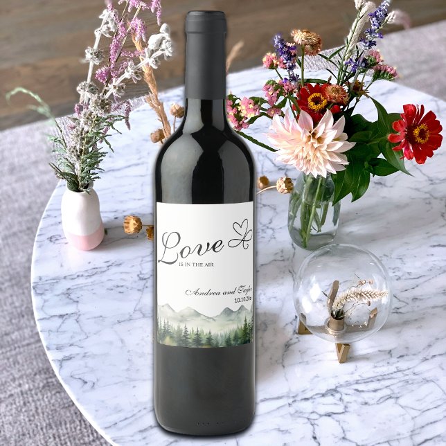 Love is in the Air Elegant Wedding favour Wine Label (Creator Uploaded)