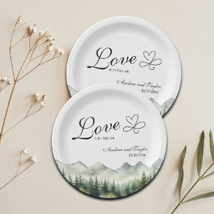 Love is in the Air Elegant Wedding Paper Plate