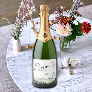 Love is in the Air Elegant Wedding Sparkling Wine Label