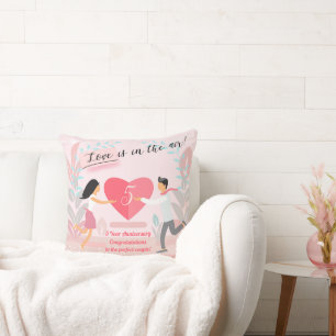 "Love is in the Air!" Enamoured Couple Anniversary Cushion