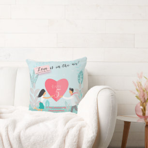 "Love is in the Air!" Enamoured Couple Anniversary Cushion