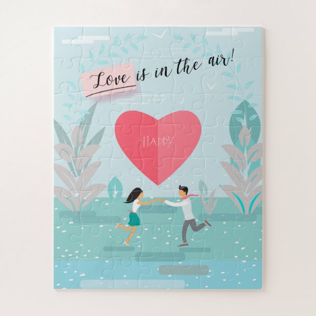 "Love is in the Air!" Enamoured Couple Modern Jigsaw Puzzle (Vertical)