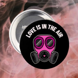 Love Is In The Air Gas Mask Button