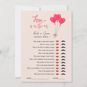 Love is in the Air Guess Who Shower game  Invitation
