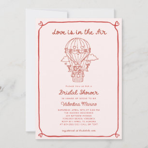 Love is in the Air Hand Drawn Photo  Bridal Shower Invitation