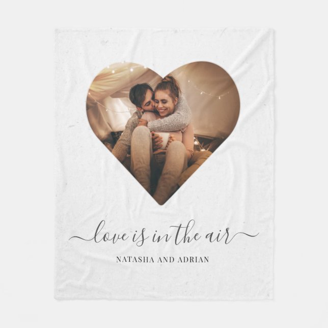 Love is in the Air Happy Valentines Photo Fleece Blanket (Front)