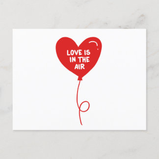 Love is in the air heart balloon postcard