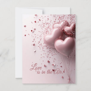 Love Is in the Air - Heart Balloon Valentine's Day Holiday Card