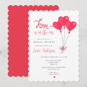 Love is in the Air Heart Balloons Bridal Shower Invitation