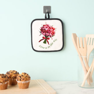 LOVE IS IN THE AIR Heart Boquet  Pot Holder