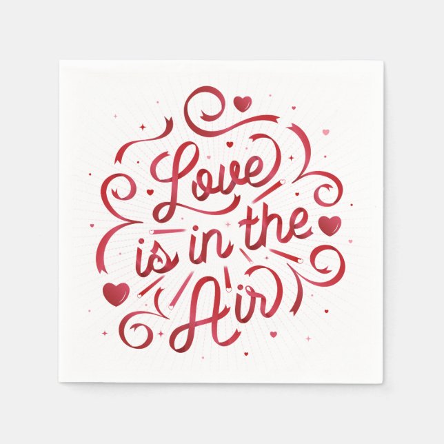Love is in the Air Heart Party Paper Napkins (Front)