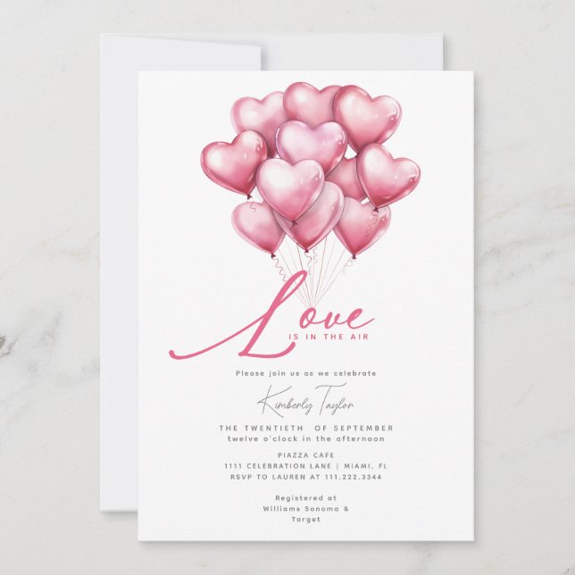 Love is in the Air Hearts Bridal Shower Invitation (Front)