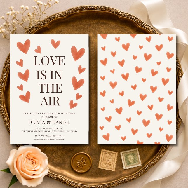 Love is in the Air Hearts Couples Shower Invitation (Creator Uploaded)